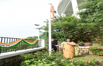 Flag Hoisting Ceremony at the Bharat Bhavan on the occasion of 73rd Independence Day of India