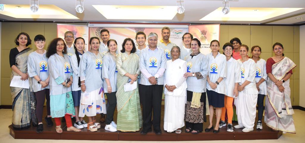 Ambassador of India to the PRC H.E. Mr. Pradeep Kumar Rawat addressed representatives of partner yoga institutes in the run up to the International Day of Yoga 2023.